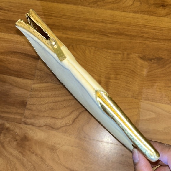 Authentic Céline Cabas Leather Clutch Bag Metallic Zippered Pouch - Picture 11 of 15